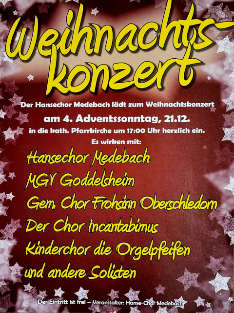 Veranstaltung: Weihnachtskonzert in der Pfarrkirche Weihnachtskonzert 2025